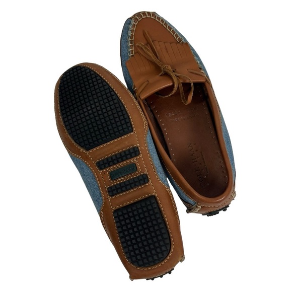 COLE HAAN COUNTRY Women's 7 1/2 Driving Loafer Brown Leather and Denim - Picture 6 of 8